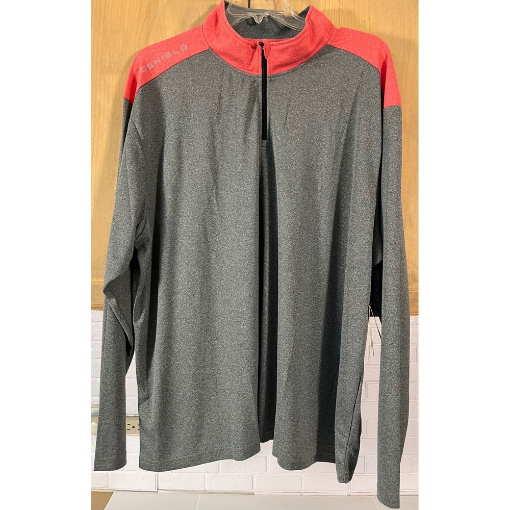 EvoShield Quarter Zip Pullover Mens 3XL Gray Red Long Sleeve Athletic Shirt